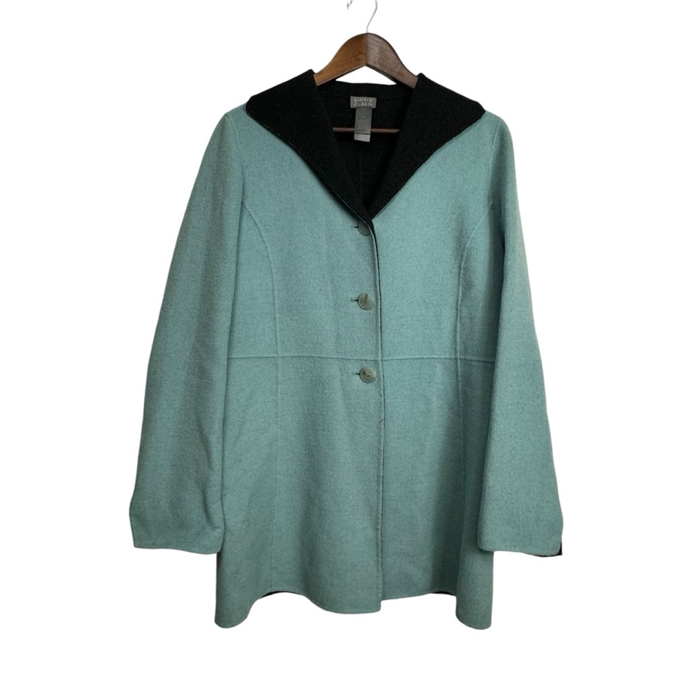 Sigrid Olsen reversible gray blue wool angora jacket coat - Picture 3 of 10